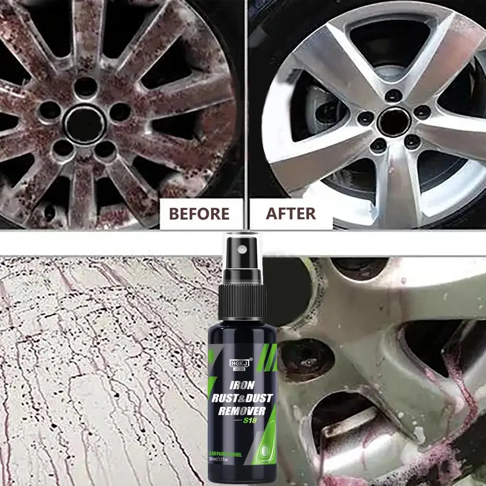 HGKJ S18 50/100/300ML Car Paint & Wheel Iron Particles Powder Rust & Dust Remover Auto Rim Metal Multi-Purpose Cleaning Spray