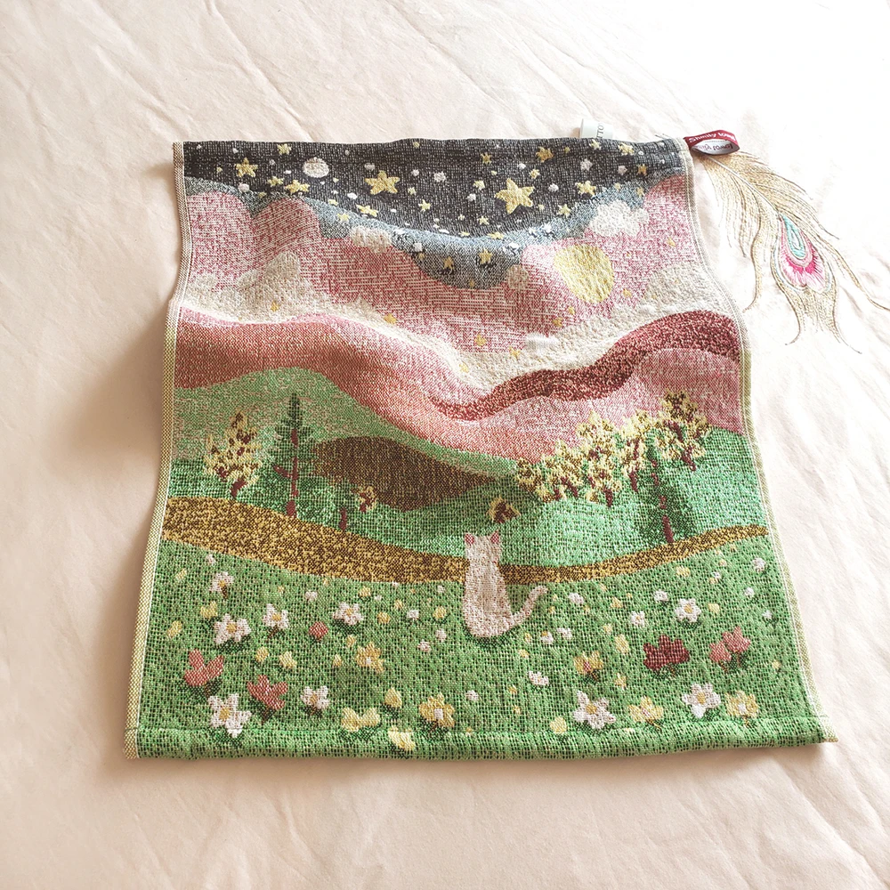 Pastoral Cats 100% Cotton Four-layer Gauze Towel Printed Hand Towel No Fading for Bathroom Kids Adults
