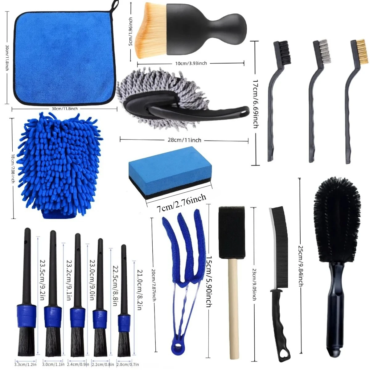 16/20pcs Car Cleaning Tool Set Air Conditioning Vents Seat Gaps Various Detail Brushes Uses For Home Car Washing Motorcycle