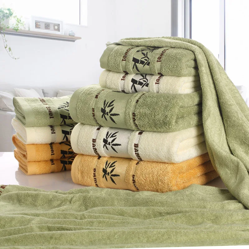 Set of 1/4/6 Bamboo Fiber Towels Sets Home Bath Towels Adults Face Towel Thick Absorbent Luxury Bathroom Towels Toalha De Praia