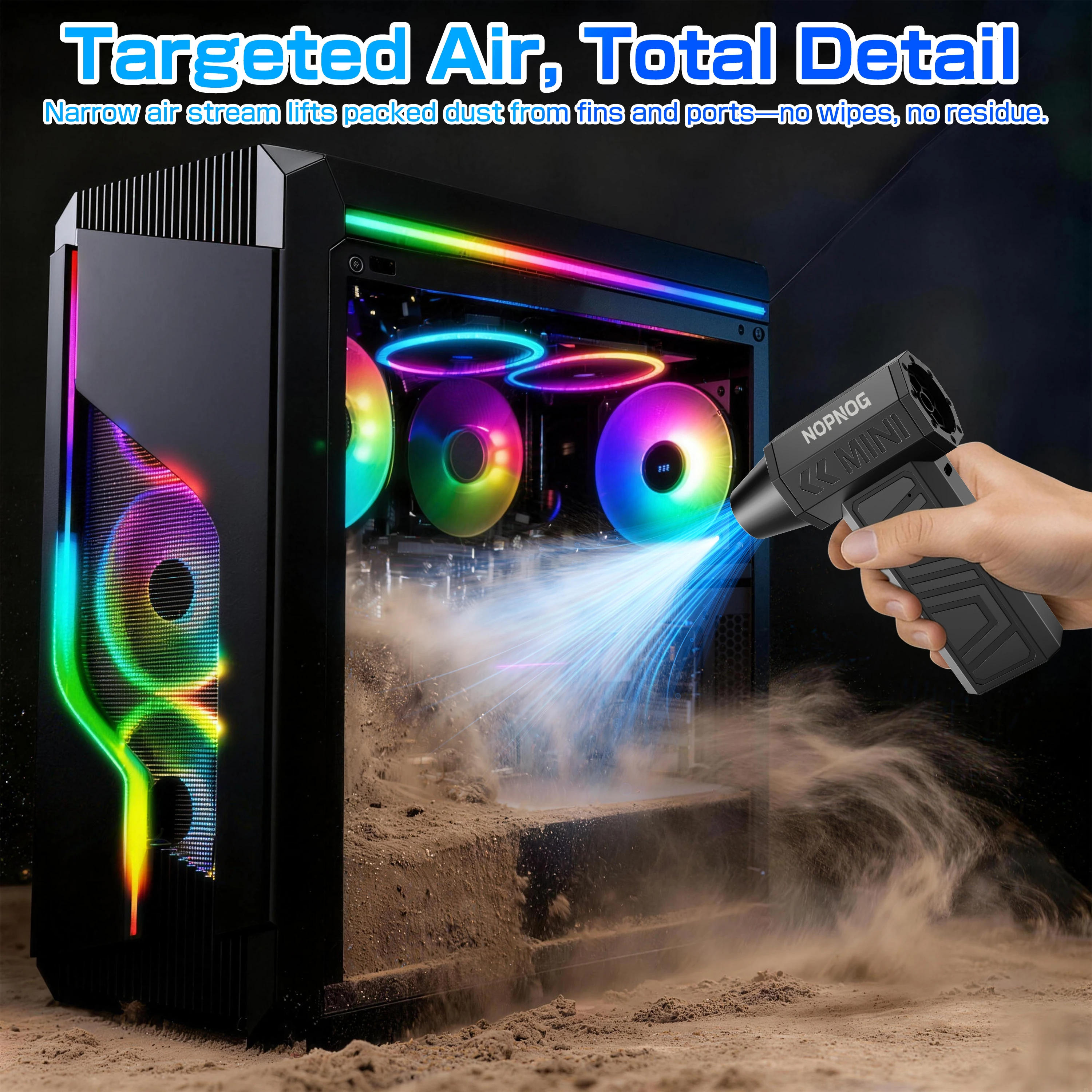 Car Vacuum Cleaner Turbo Fan Violent Air Blower Cleaning Tools Hair Dryer Electric Air Duster Auto Dust Collector for Home Outdoors Camping Universal Portable Multipurpose