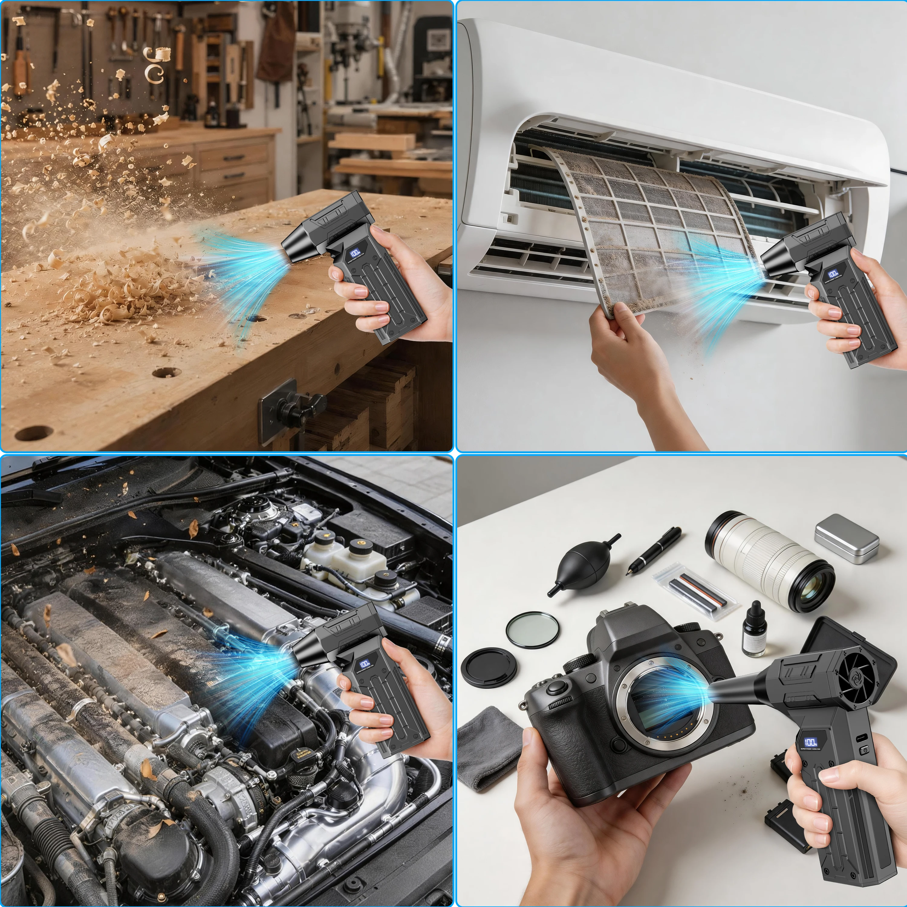 Blower Violent Jet Fan Car Turbo Fan Cleaning Blowing Tools Hair Dryer Family Electric Air Duster Auto Dust Collector Summer Outdoors Fan Auto Accessories Portable Multipurpose 140000RPM