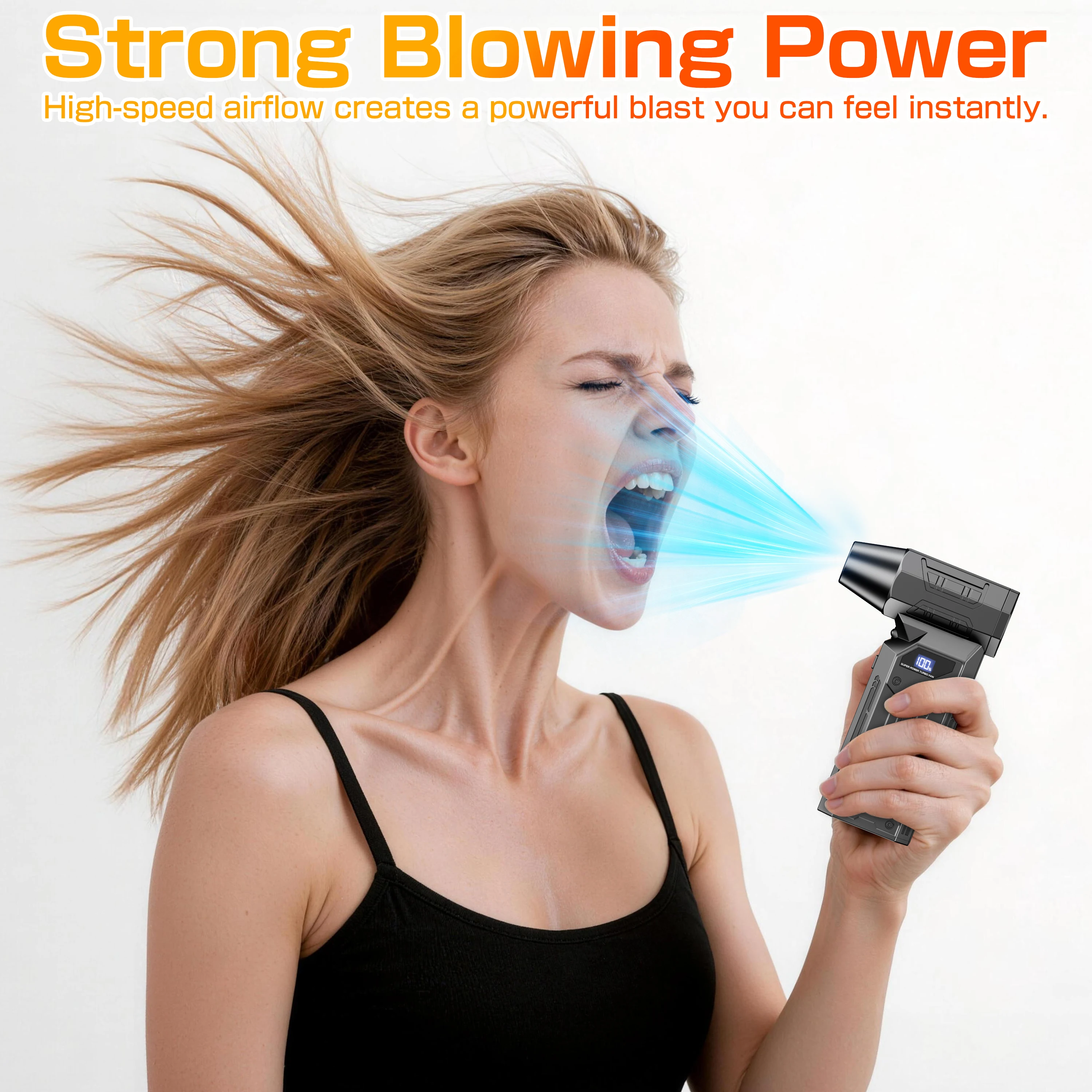 Blower Violent Jet Fan Car Turbo Fan Cleaning Blowing Tools Hair Dryer Family Electric Air Duster Auto Dust Collector Summer Outdoors Fan Auto Accessories Portable Multipurpose 140000RPM