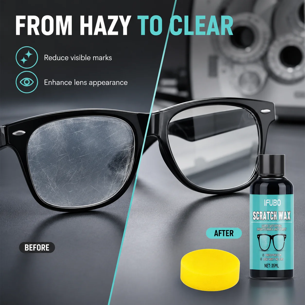 Eyeglass Scratch Repair CreamEyeglass Lens and Frame Scratch Polish, Lens Scratch Polishing, Buffing, Suitable for Minor Scratch