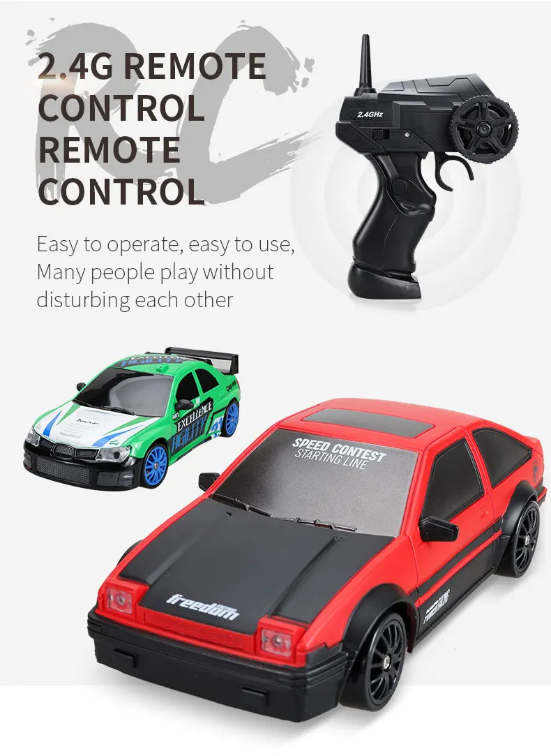 New 1:24 RC Drift Vehicle, Mustang 4WD Cars, Racing Car with Remote Control, Gift, Competition Racing Car, Children's Toy