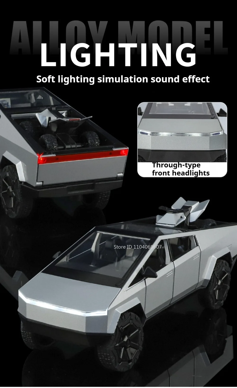 1:24 Pickup Trailer Motorhome Alloy Diecast Robotaxi Car Toys Model Sound Light Pull Back Doors Opened RV Children Festival Gift