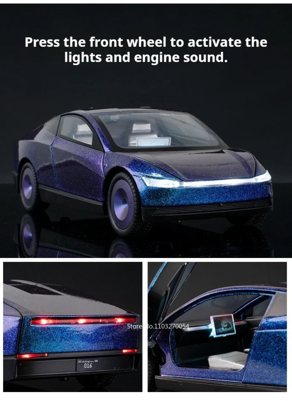 1:24 Pickup Trailer Motorhome Alloy Diecast Robotaxi Car Toys Model Sound Light Pull Back Doors Opened RV Children Festival Gift