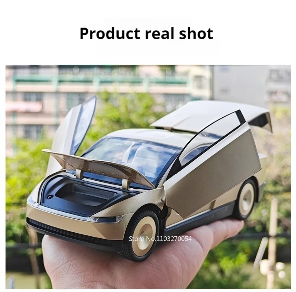 1:24 Pickup Trailer Motorhome Alloy Diecast Robotaxi Car Toys Model Sound Light Pull Back Doors Opened RV Children Festival Gift