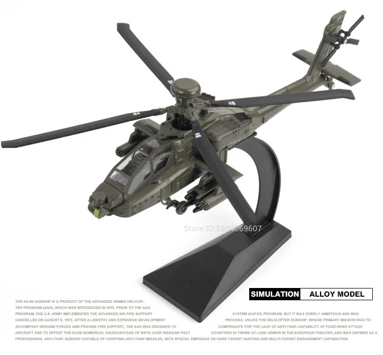 1:32 Scale AH-64 Airplane Model Toy Car Alloy Diecast Rotatable Propeller Sound Light Fighter Vehicle Models for Kids Gifts