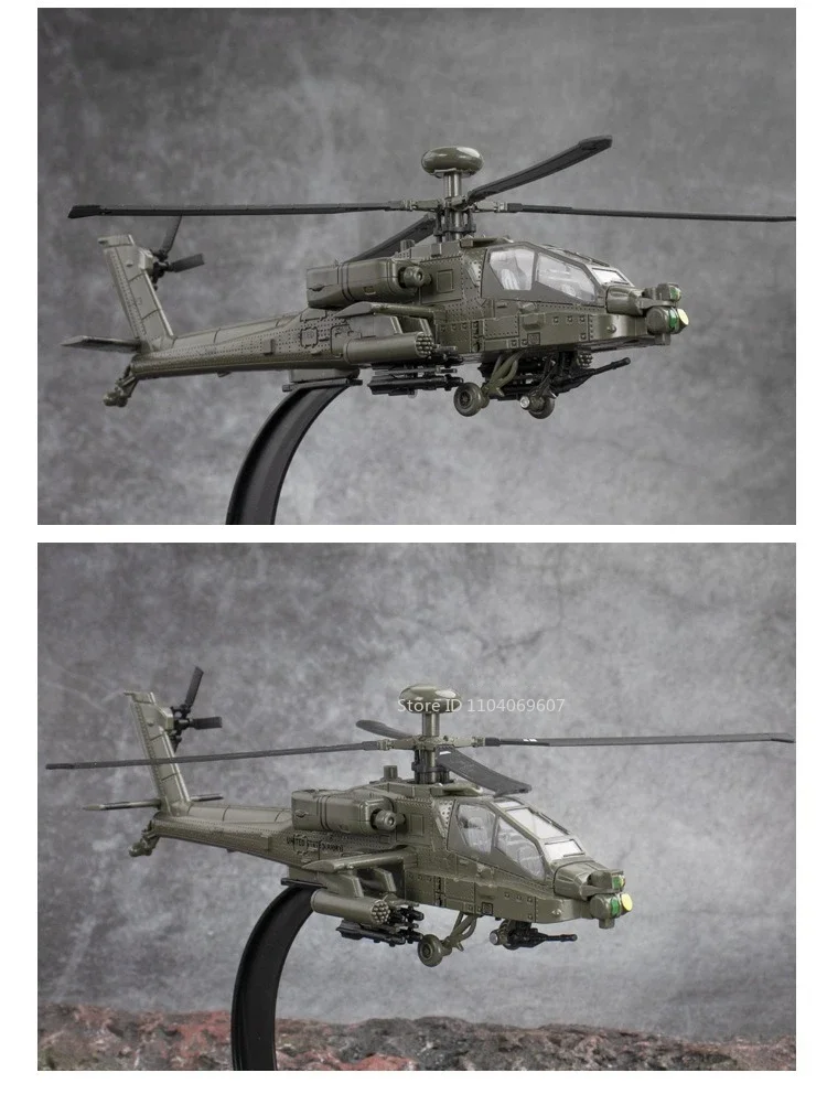 1:32 Scale AH-64 Airplane Model Toy Car Alloy Diecast Rotatable Propeller Sound Light Fighter Vehicle Models for Kids Gifts