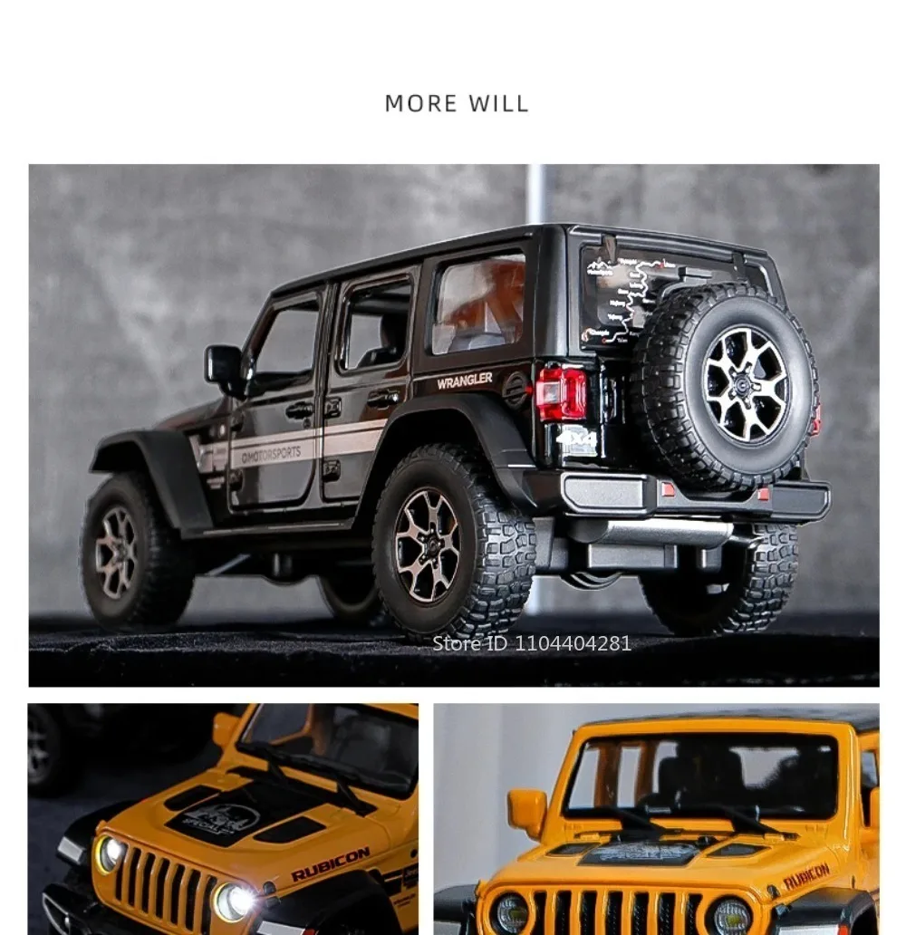 1:22 Wrangler Rubicon Suzuki Hustler Alloy Toys Diecast Model Car Doors Opened Sound Light Pull Back Vehice Friend Birthday Gift