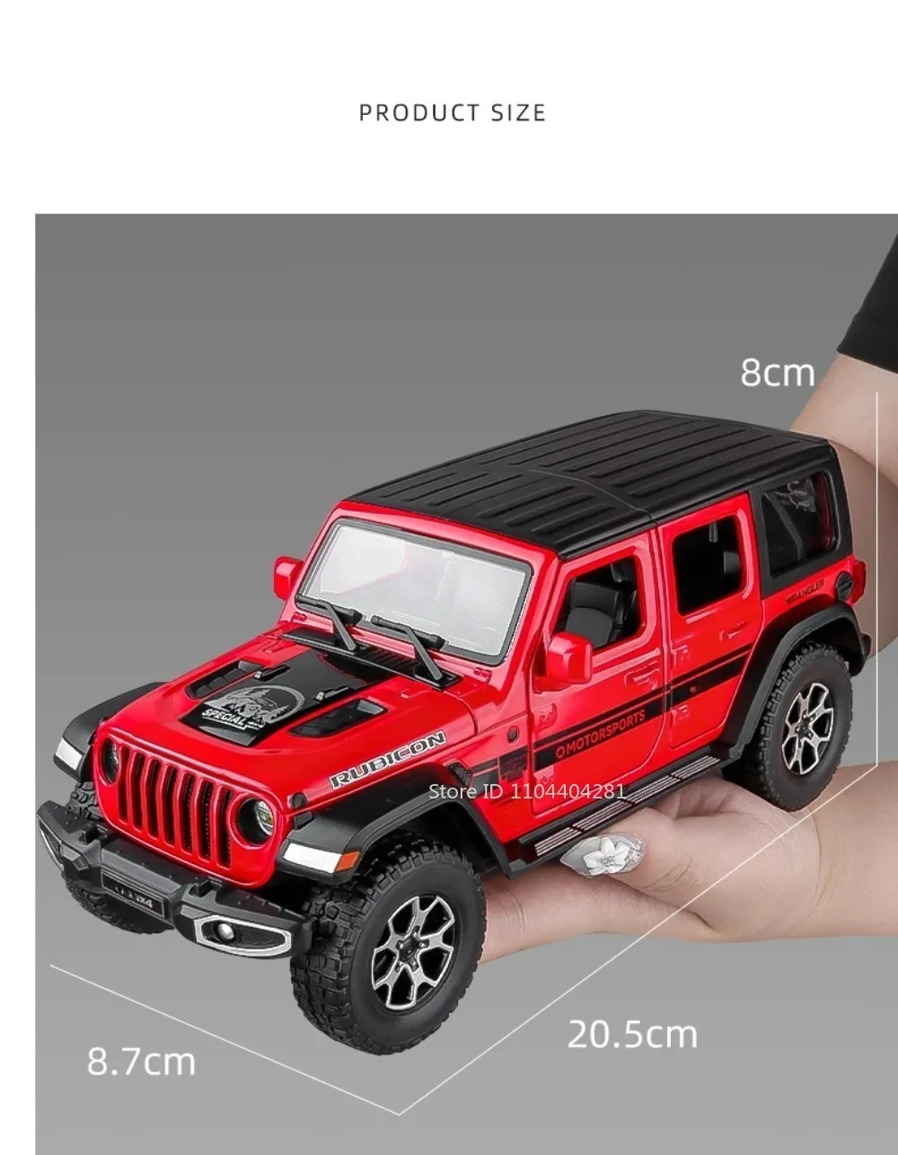 1:22 Wrangler Rubicon Suzuki Hustler Alloy Toys Diecast Model Car Doors Opened Sound Light Pull Back Vehice Friend Birthday Gift