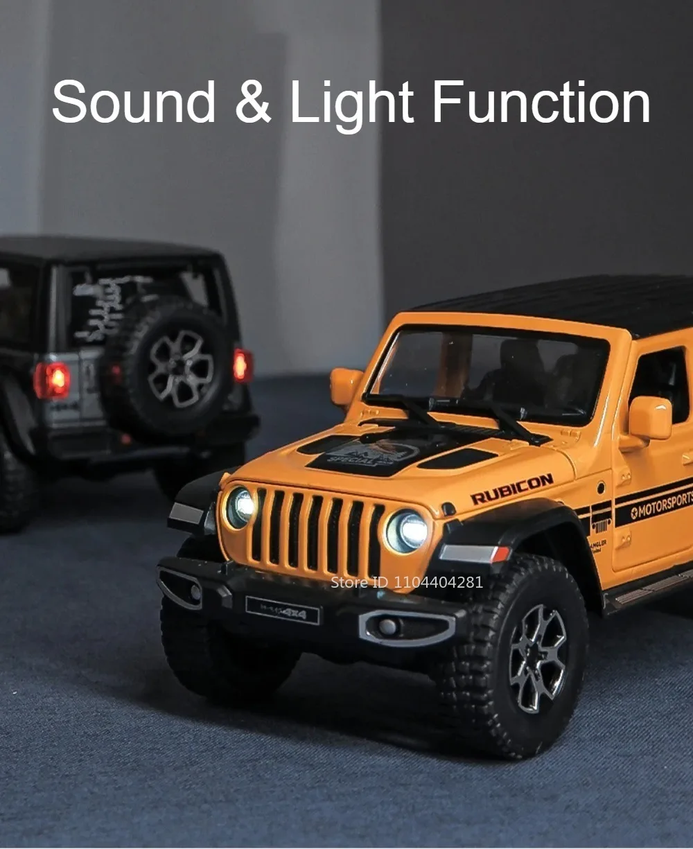1:22 Wrangler Rubicon Suzuki Hustler Alloy Toys Diecast Model Car Doors Opened Sound Light Pull Back Vehice Friend Birthday Gift
