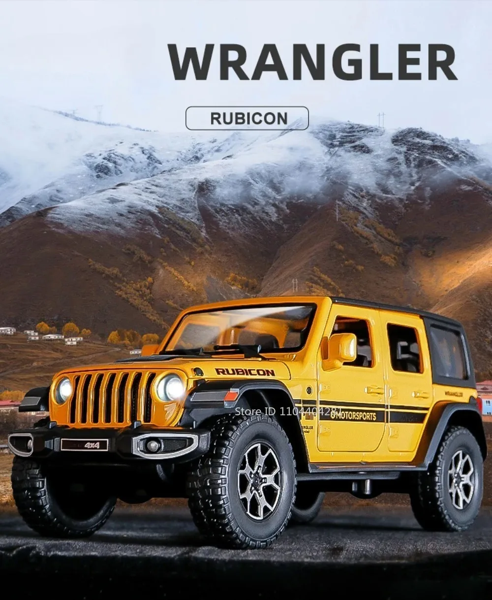 1:22 Wrangler Rubicon Suzuki Hustler Alloy Toys Diecast Model Car Doors Opened Sound Light Pull Back Vehice Friend Birthday Gift