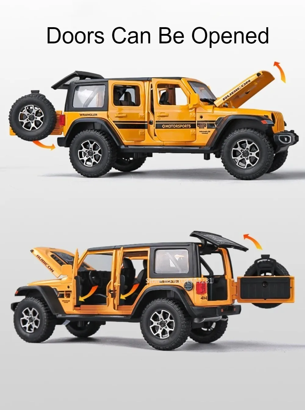 1:22 Wrangler Rubicon Suzuki Hustler Alloy Toys Diecast Model Car Doors Opened Sound Light Pull Back Vehice Friend Birthday Gift
