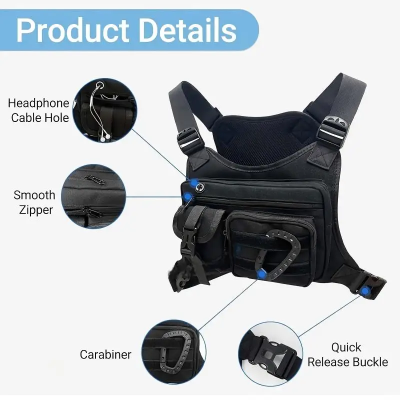 Tactical Outdoor Chest Bag Unisex Running Cycling EDC Vest Workouts Sports Chest Pack Rig for Men And Women