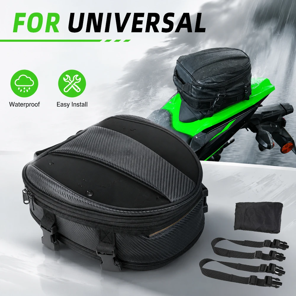 Motorcycles Tail Bags Waterproof Rear Seat Bag Backpack Electric Dirt Bike Rain Cover Rider Pack Scooter Luggage Buckle Strap