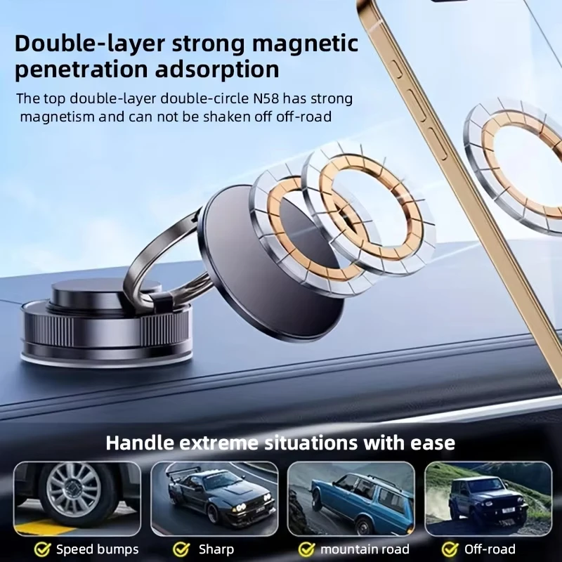 Newest 360 Degree Rotating Magnetic Mobile Phone Holder Vacuum Suction Cup Strong Magnetic Adsorption Car Phone Stand