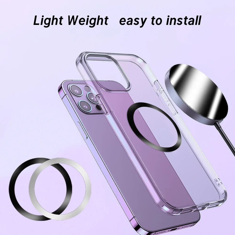 Universal Magnetic Metal Plate Ring For Samsung iPhone Magsafe Wireless Charger Car Phone Holder Sticker Round Magnet Patch