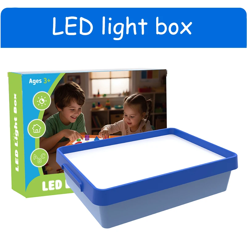 Kids Led Light Box Sensory Toys Early Education Light/Shadow Exploration Parish Copying Drawing Painting Light Guide Board Aids