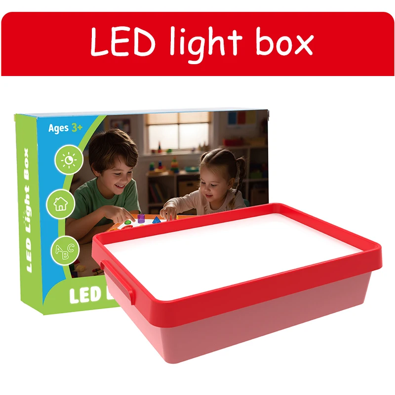 Kids Led Light Box Sensory Toys Early Education Light/Shadow Exploration Parish Copying Drawing Painting Light Guide Board Aids