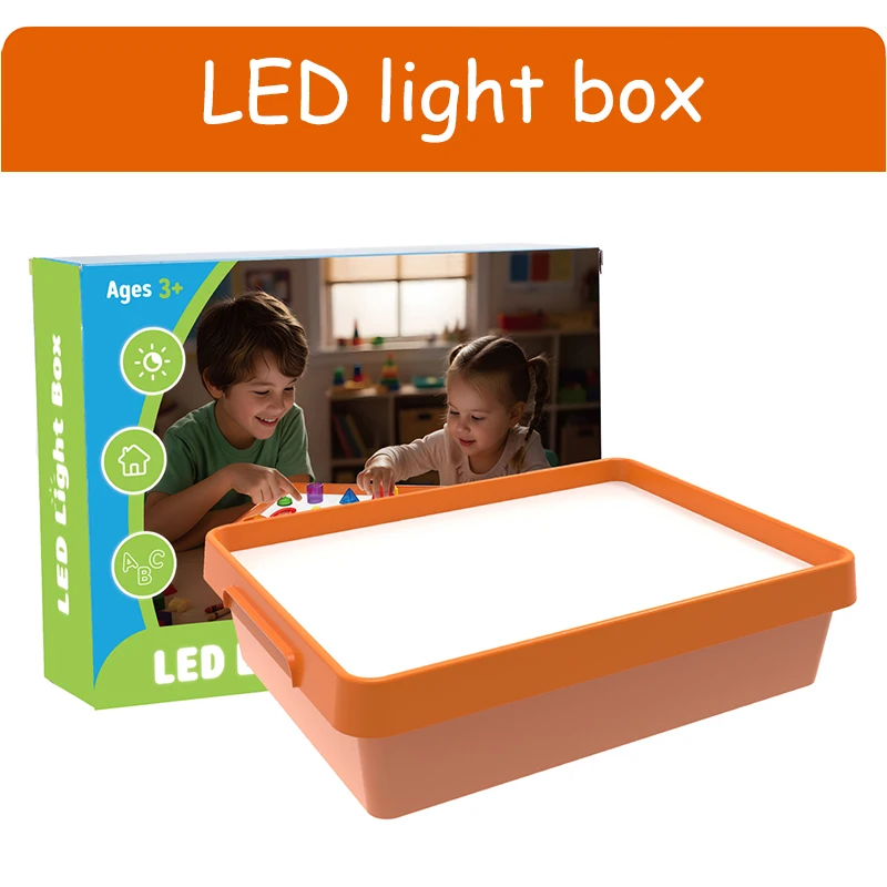 Kids Led Light Box Sensory Toys Early Education Light/Shadow Exploration Parish Copying Drawing Painting Light Guide Board Aids