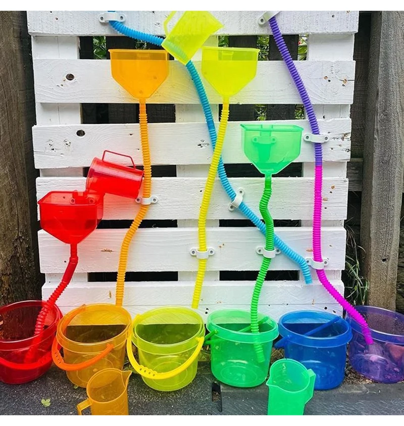Sand Water Game Open-ended Montessori Toys Kids Transparent Rainbow Measuring Cup Bowl Funnel Clip Spoon Plate Magic Bottle Pipe