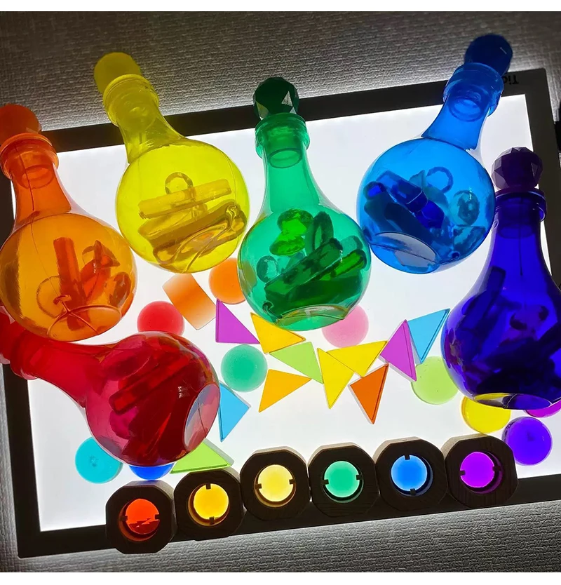 Sand Water Game Open-ended Montessori Toys Kids Transparent Rainbow Measuring Cup Bowl Funnel Clip Spoon Plate Magic Bottle Pipe