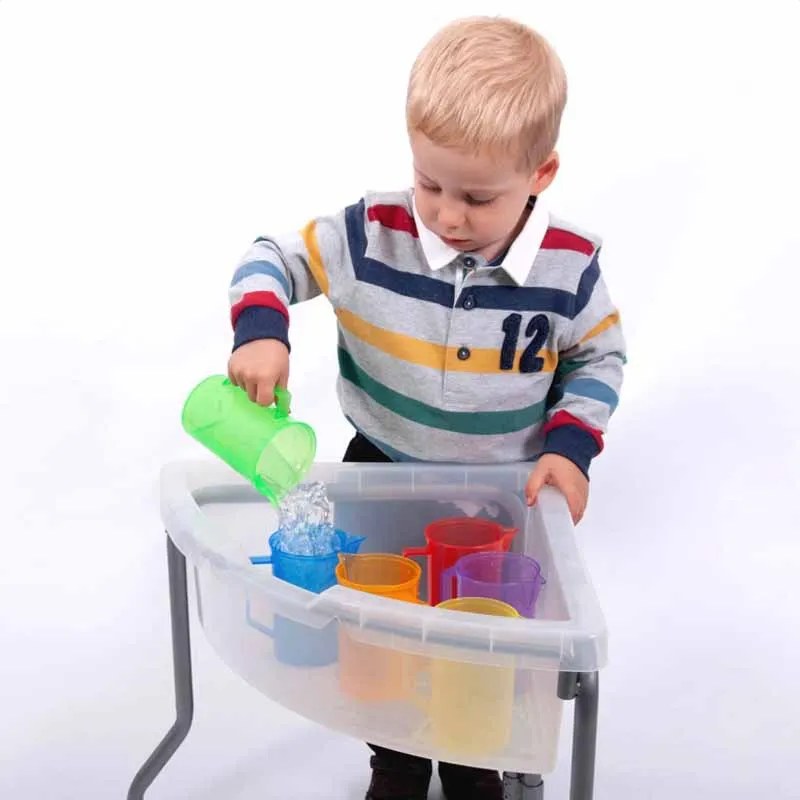 Sand Water Game Open-ended Montessori Toys Kids Transparent Rainbow Measuring Cup Bowl Funnel Clip Spoon Plate Magic Bottle Pipe