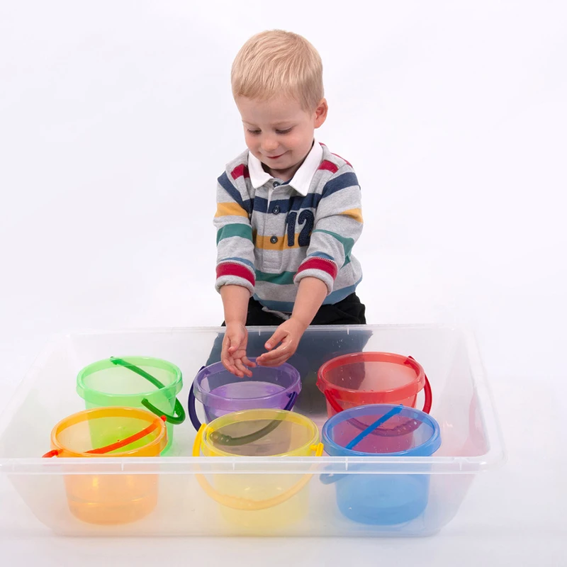 Sand Water Game Open-ended Montessori Toys Kids Transparent Rainbow Measuring Cup Bowl Funnel Clip Spoon Plate Magic Bottle Pipe