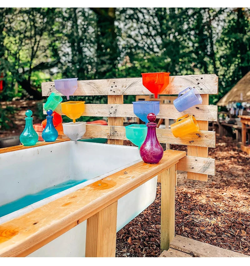 Sand Water Game Open-ended Montessori Toys Kids Transparent Rainbow Measuring Cup Bowl Funnel Clip Spoon Plate Magic Bottle Pipe