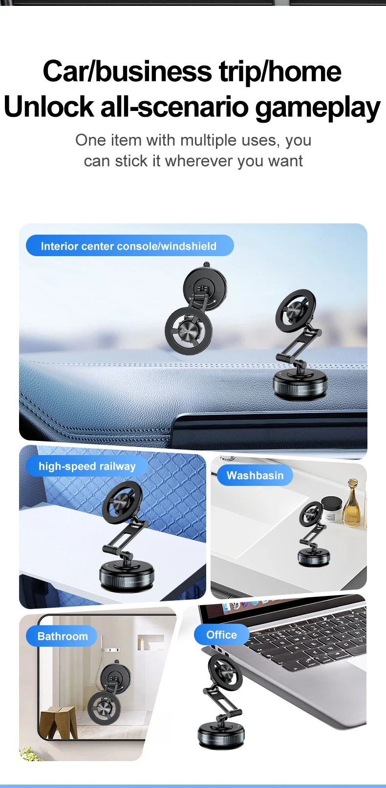 2026 New Car Strong Magnetic Phone Holder for iPhone 17 16 Samsung Universal Desktop Vacuum Suction Cup Folding Magnet Bracket