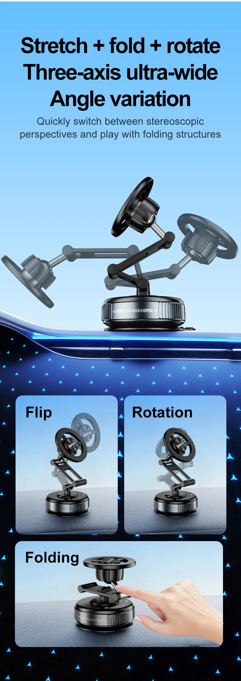 2026 New Car Strong Magnetic Phone Holder for iPhone 17 16 Samsung Universal Desktop Vacuum Suction Cup Folding Magnet Bracket