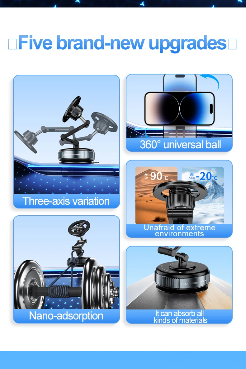 2026 New Car Strong Magnetic Phone Holder for iPhone 17 16 Samsung Universal Desktop Vacuum Suction Cup Folding Magnet Bracket