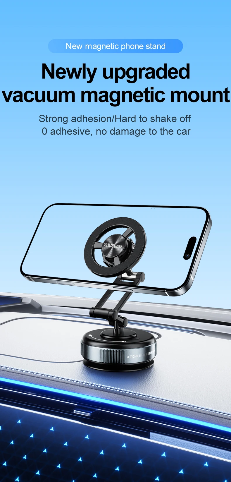 2026 New Car Strong Magnetic Phone Holder for iPhone 17 16 Samsung Universal Desktop Vacuum Suction Cup Folding Magnet Bracket