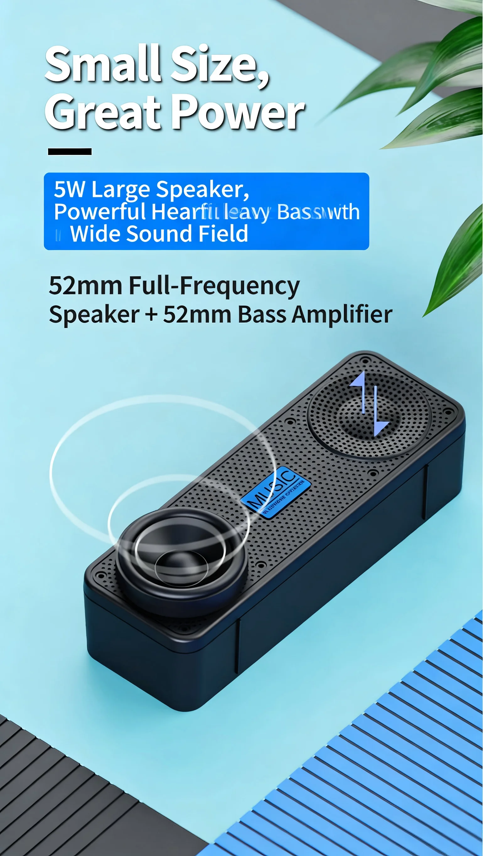 S18 Bluetooth Speaker W/ Subwoofer, FM Radio, 20H Battery, Waterproof, Stereo for Phone/PC Outdoor