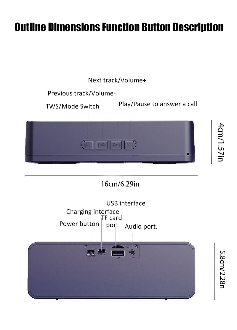 S18 Bluetooth Speaker W/ Subwoofer, FM Radio, 20H Battery, Waterproof, Stereo for Phone/PC Outdoor