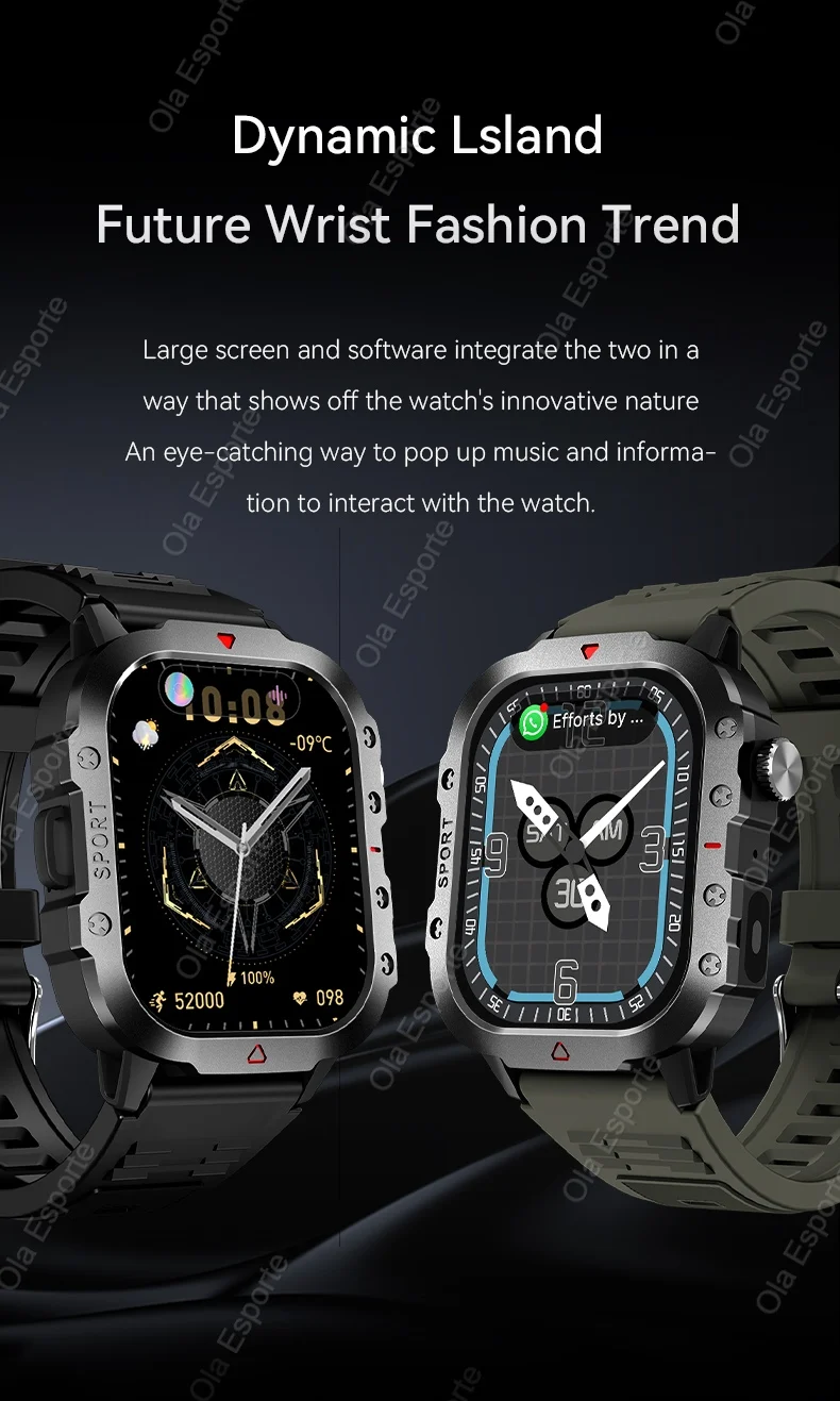 2026 New Military Smart Watch Men 3ATM Outdoor Sports Fitness Tracker Blood Pressure Health Monitor BT Calls GPS Smartwatch HT30