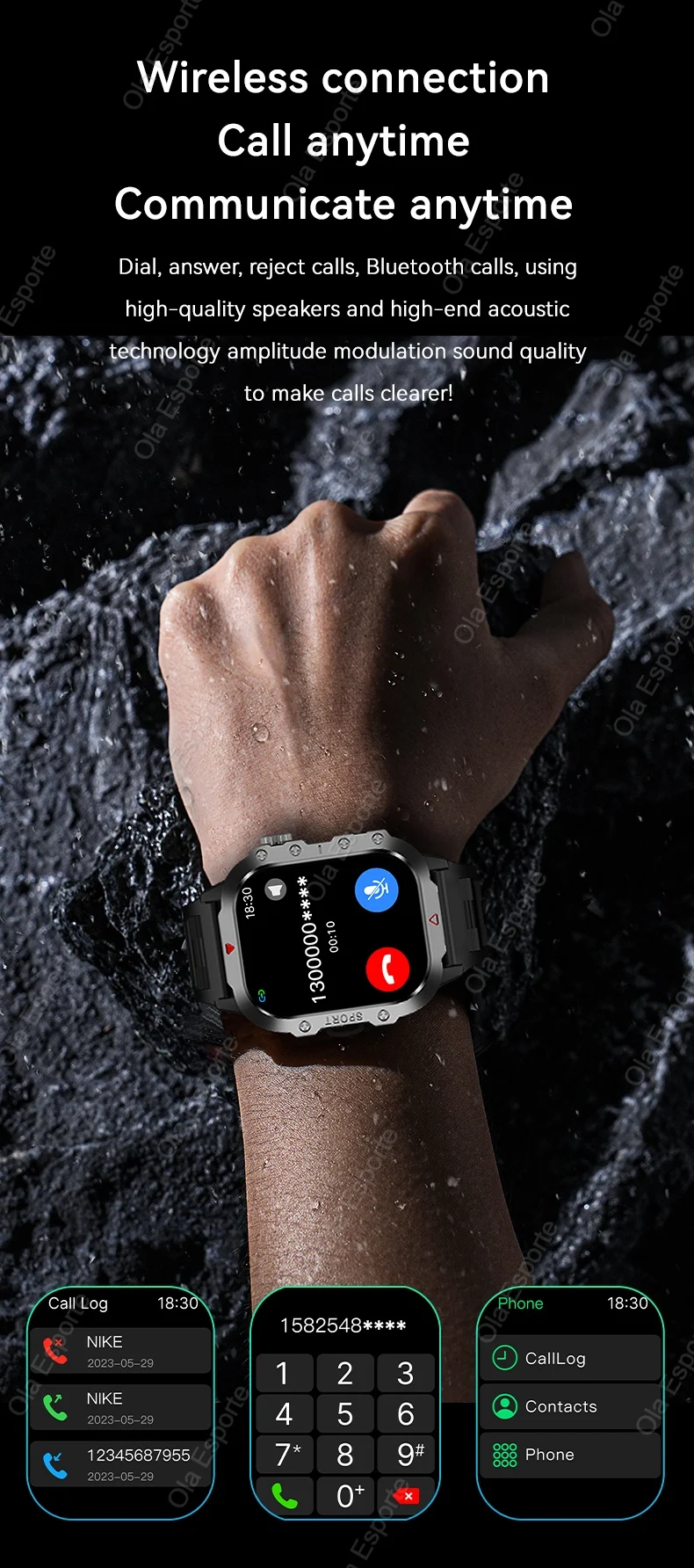 2026 New Military Smart Watch Men 3ATM Outdoor Sports Fitness Tracker Blood Pressure Health Monitor BT Calls GPS Smartwatch HT30