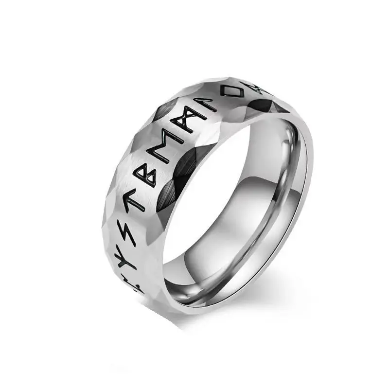 Nordic Retro Viking Rune Ring For Men Women Simple 316L Stainless Steel Odin Letter Viking Rings Couple Amulet Jewelry Gifts