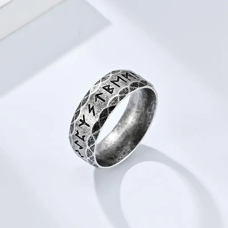 Nordic Retro Viking Rune Ring For Men Women Simple 316L Stainless Steel Odin Letter Viking Rings Couple Amulet Jewelry Gifts