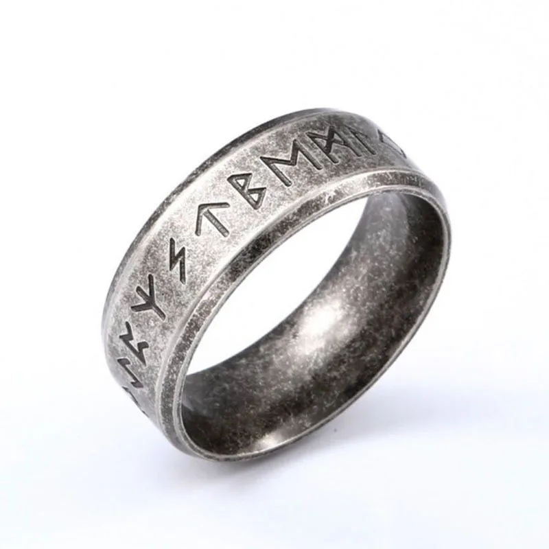 Nordic Retro Viking Rune Ring For Men Women Simple 316L Stainless Steel Odin Letter Viking Rings Couple Amulet Jewelry Gifts