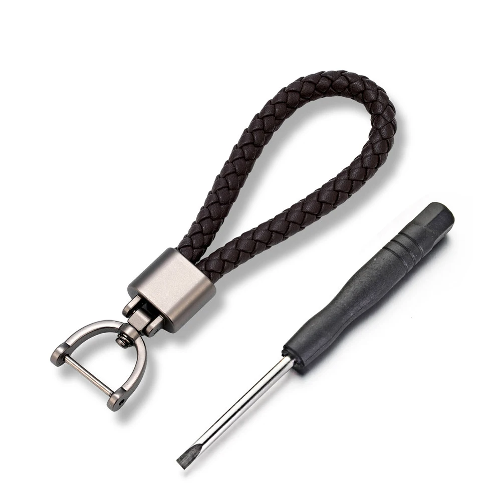 MKENDN Luxury Leather Men Women Keychain Black Clasp Creative Rotatable Horseshoe Buckle Keyring Holder Car Key Chain Gifts