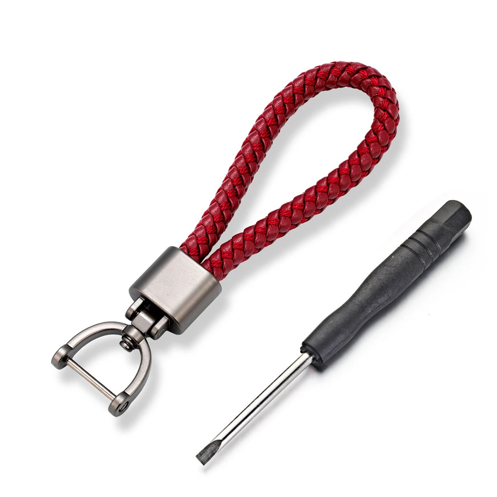 MKENDN Luxury Leather Men Women Keychain Black Clasp Creative Rotatable Horseshoe Buckle Keyring Holder Car Key Chain Gifts