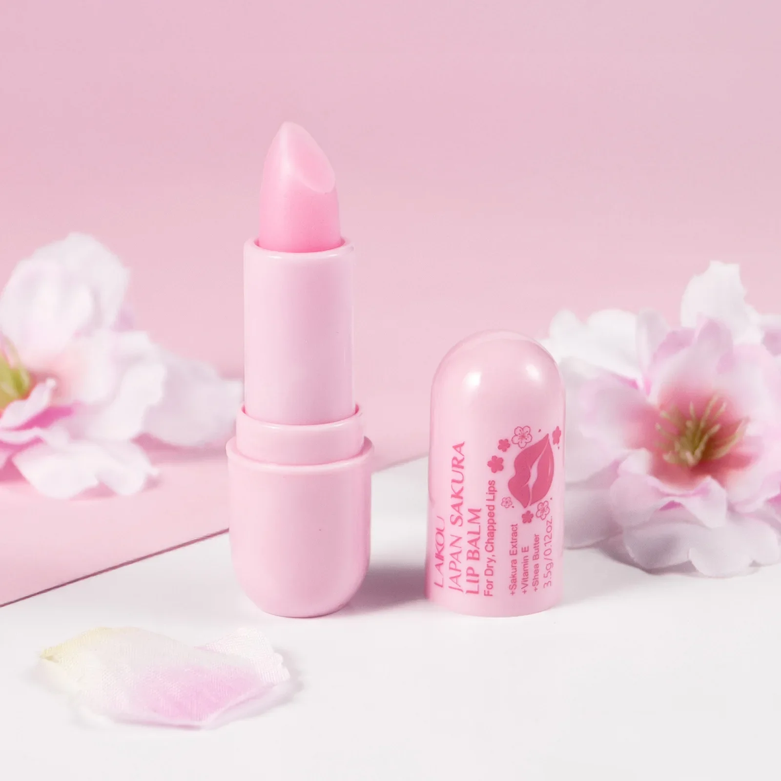 LAIKOU Sakura Lip Balm Nourishing Refreshing Hydrating and Lasting Moisturizing Preventing Cracking Repairing for Daily Lip Care