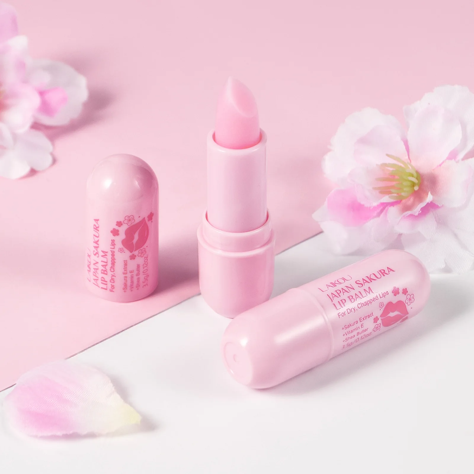 LAIKOU Sakura Lip Balm Nourishing Refreshing Hydrating and Lasting Moisturizing Preventing Cracking Repairing for Daily Lip Care