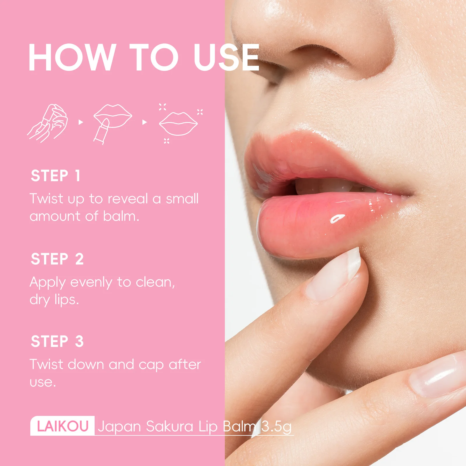 LAIKOU Sakura Lip Balm Nourishing Refreshing Hydrating and Lasting Moisturizing Preventing Cracking Repairing for Daily Lip Care