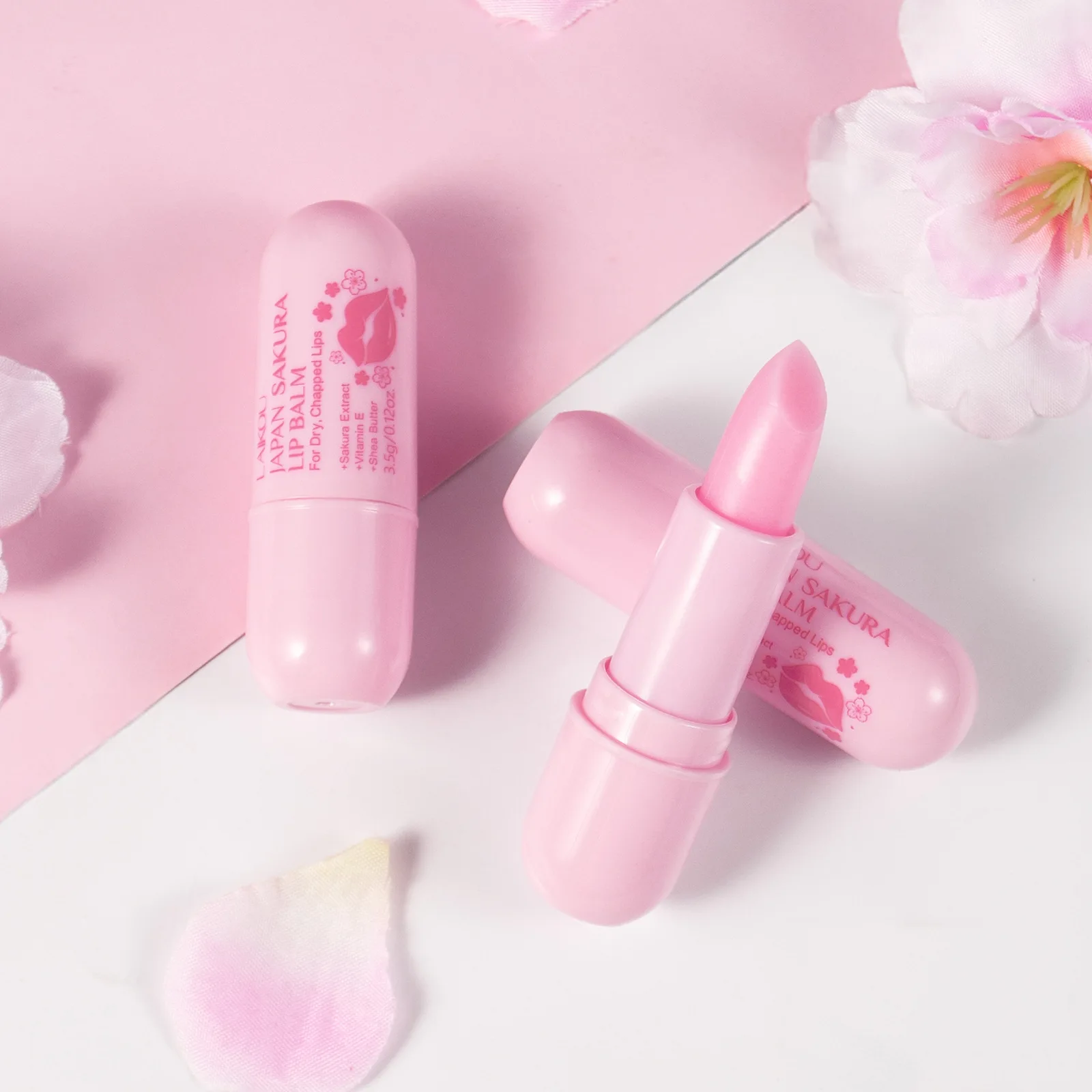 LAIKOU Sakura Lip Balm Nourishing Refreshing Hydrating and Lasting Moisturizing Preventing Cracking Repairing for Daily Lip Care
