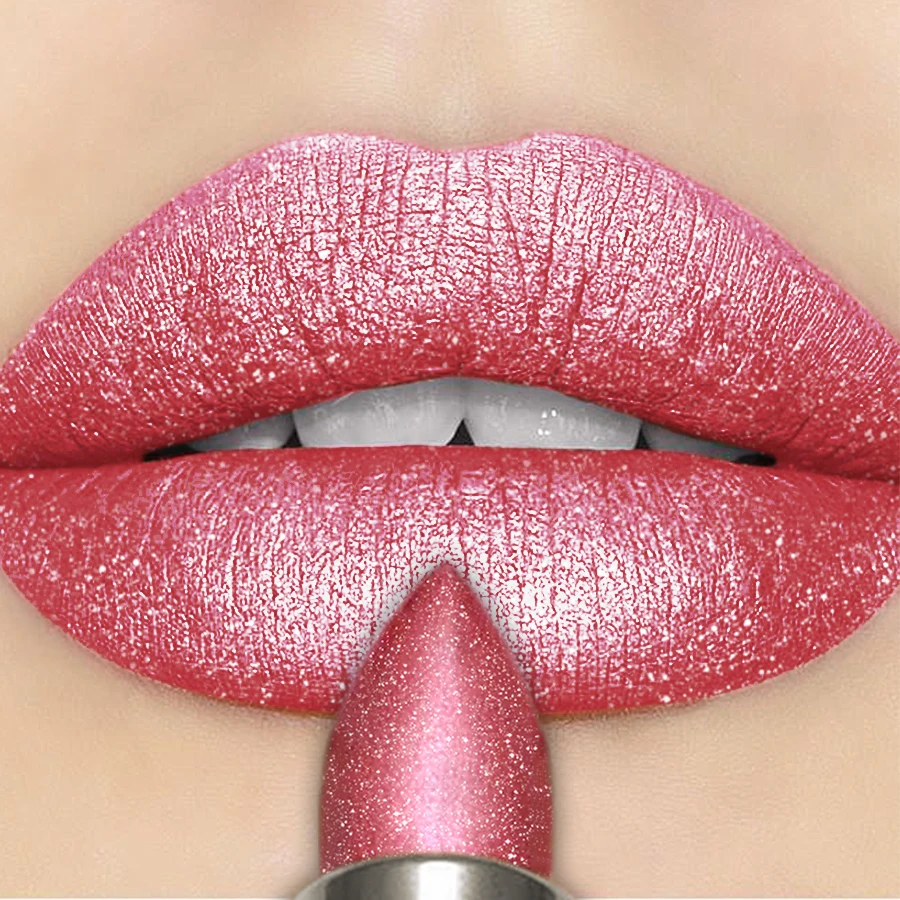 7 Colors Sparkling Metallic Finish Lipstick Hydrating Red Pink Glitter Lip Tint Shine Lip Color Highly Pigmented Lip Makeup Gift