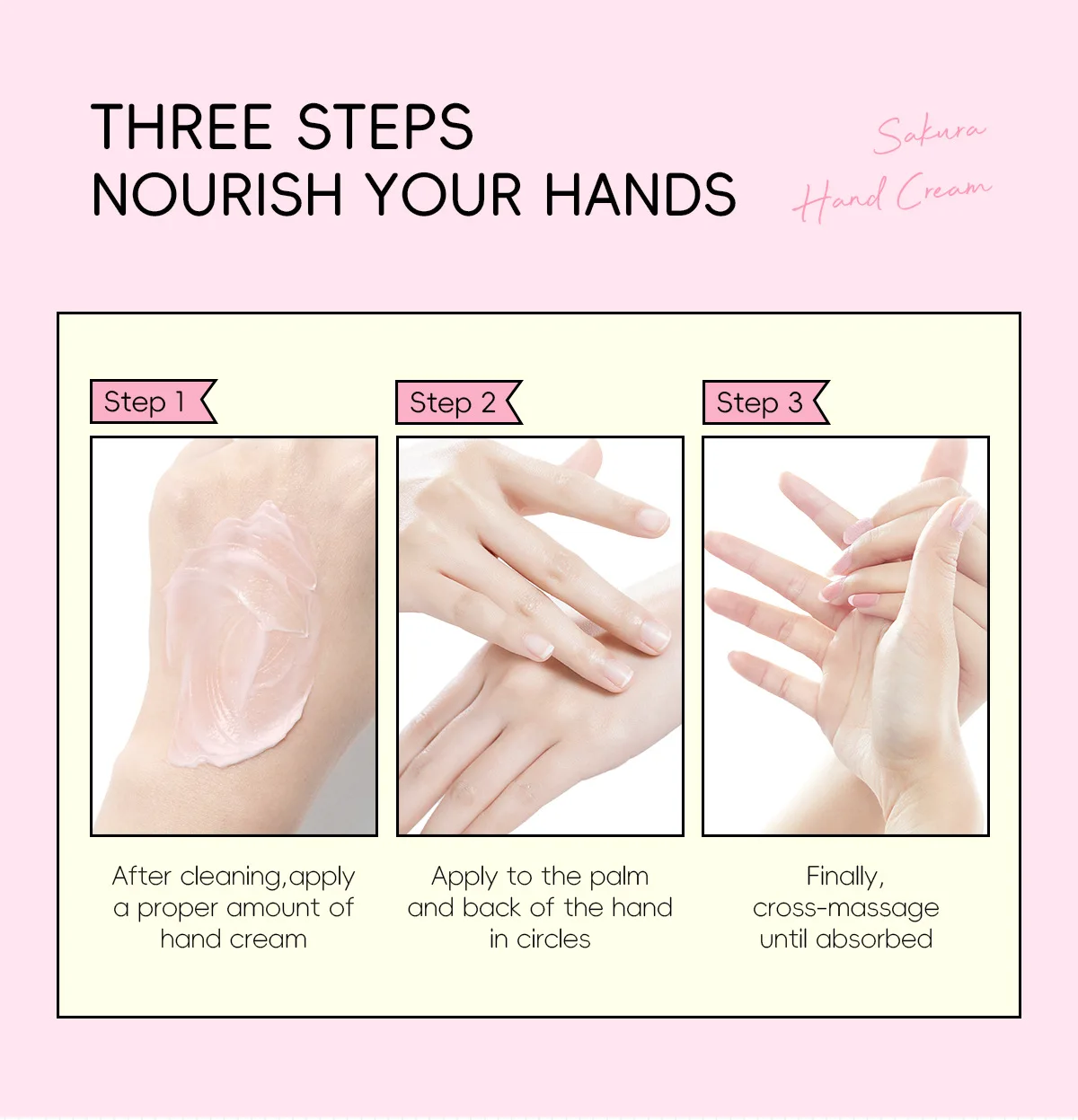 LAIKOU Sakura Hand Cream Hydrating Moisturizing Nourishing Smoothing Brightening Repairing Non‑Greasy For Dry Rough Skin 30g